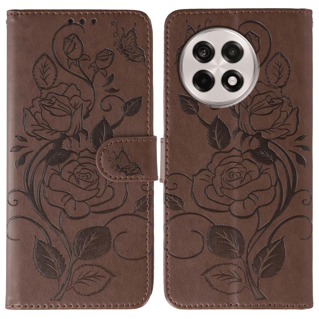 Phone Case For OnePlus Ace 5 5G/Ace 5 Pro 5G/13R 5G Wallet Stand Imprinted Rose Butterfly PU Leather Cover