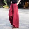 Women's High-Waisted Cotton & Linen Wide-Leg Pants - Loose, Solid Color, Slimming Casual Trousers for Spring/Summer