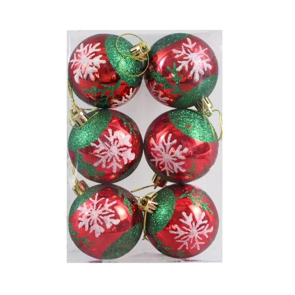 6Pcs/Set Plastic Glitter Christmas Ball Set 6cm Xmas Hanging Ball Holiday Decor