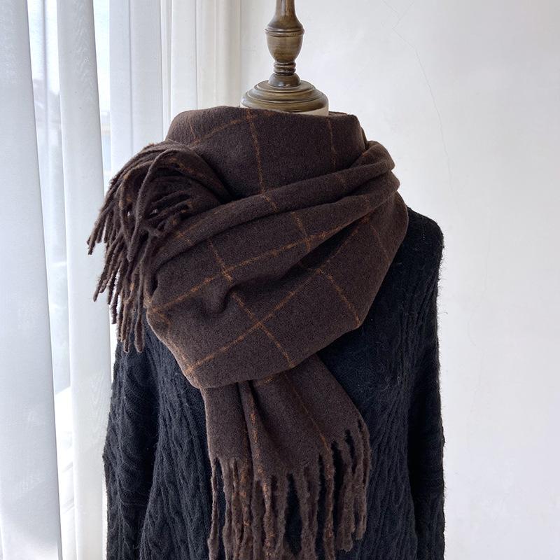 Cozy British Plaid Scarf with Tassels - Soft, Thick & Warm | Fashion Accessory for Fall/Winter