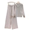 Европейский и американский женский трикотажный костюм-двойка с худи и широкими брюками для весны и осени
