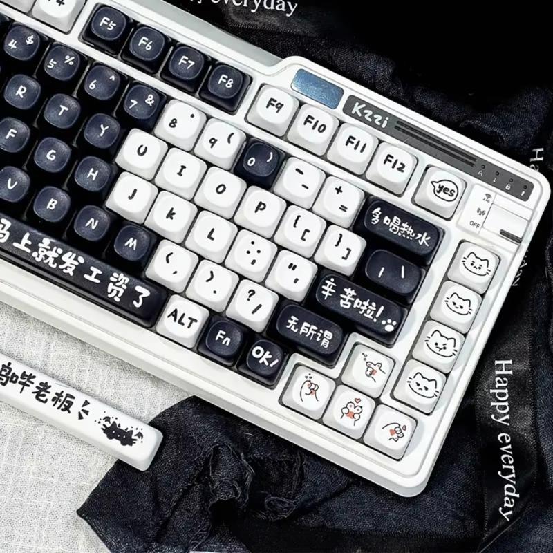 MOA Height Keycaps 135 шт. Термосублимация Стирающиеся цвета Тема «Коты» Набор кейкапов Индивидуальная настройка для механических клавиатур