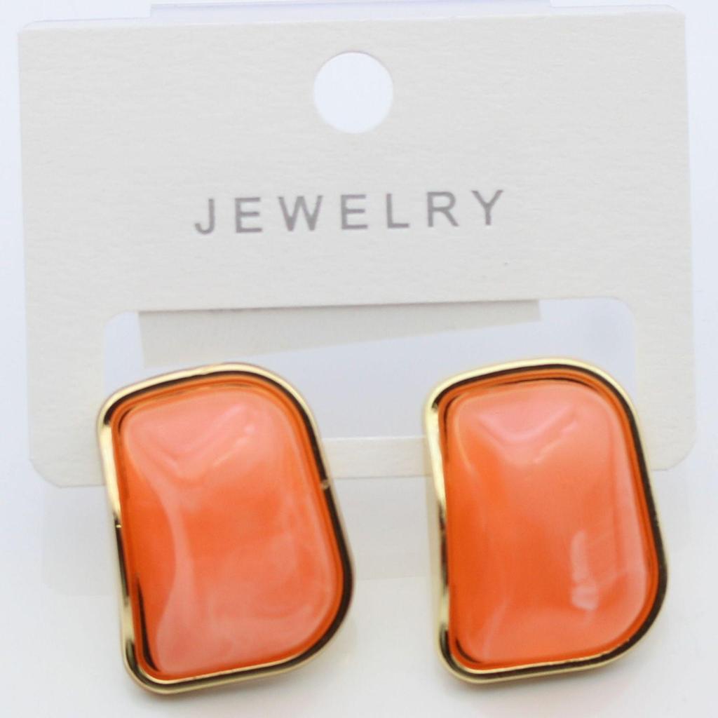 Серьги-пусеты из серебра 925 пробы с настоящим золотым покрытием и янтарем - Универсальный геометрический ретро-дизайн