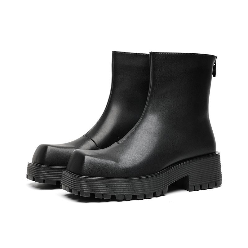 Осень 2023 г. Мужские высокие ботинки Martin с квадратным носком, толстой подошвой и молнией сзади 8118-R