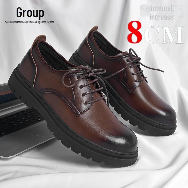 Мужские туфли 2024 года из черной кожи, увеличивающие рост, 10 см, формальные и повседневные, дышащий зимний дизайн