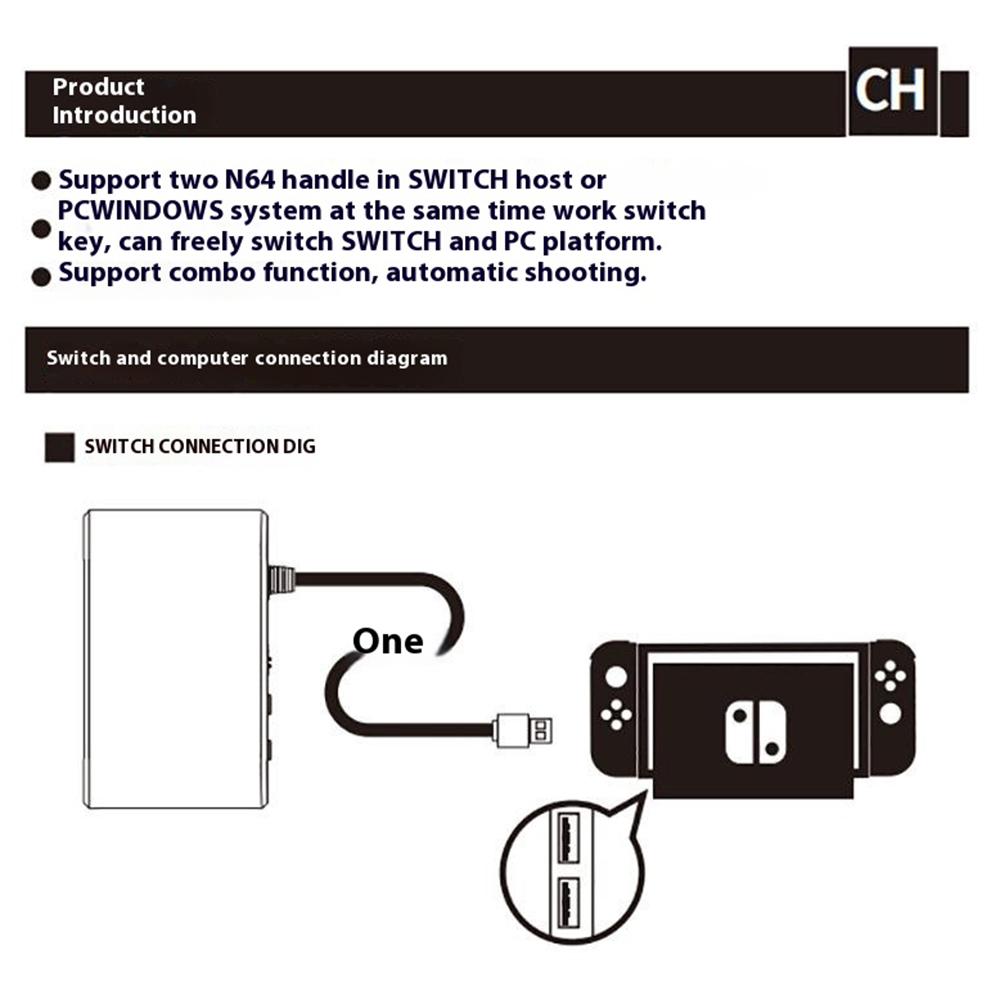 HONSON HS-N6420 For Nintendo Switch OLED USB Gamepad Adapter N64 Controller Converter