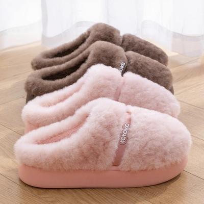 Толстая подошва плюшевые теплые нескользящие хлопковые тапочки женские новые осенне-зимние домашние хлопковые шлепанцы женские