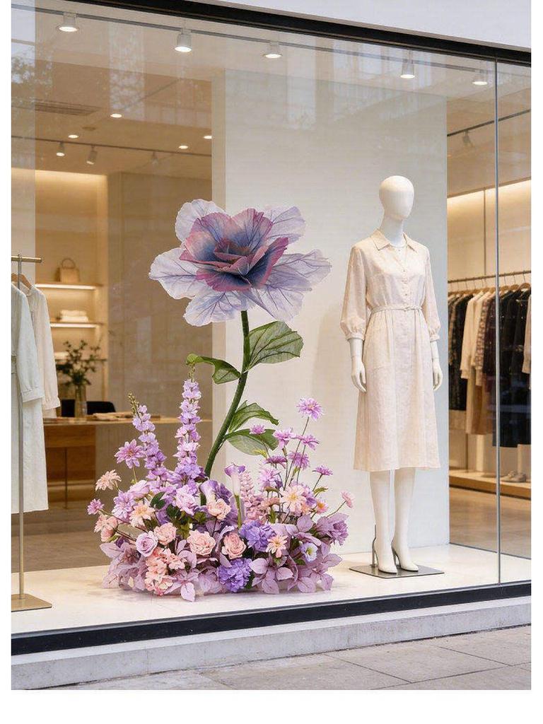 Purple Artificial Flowers for Window Display, Scene Decoration, and Clothing Store Visual Merchandising