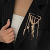 Salircon Exquisite Irregular Tassel Chain Broochs Women Design MultiFunctional Pant Chain Charm Clothes Pin Accessory Jewelry
