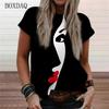 Hand-Painted Face Women Fashion T-Shirts Short Sleeve 3D Print Street Hip Hop Ladies Pullovers Tee 6XL Big Size Casual Tops