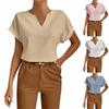 Женская летняя повседневная однотонная блузка с короткими рукавами и v-образным вырезом, женская рубашка