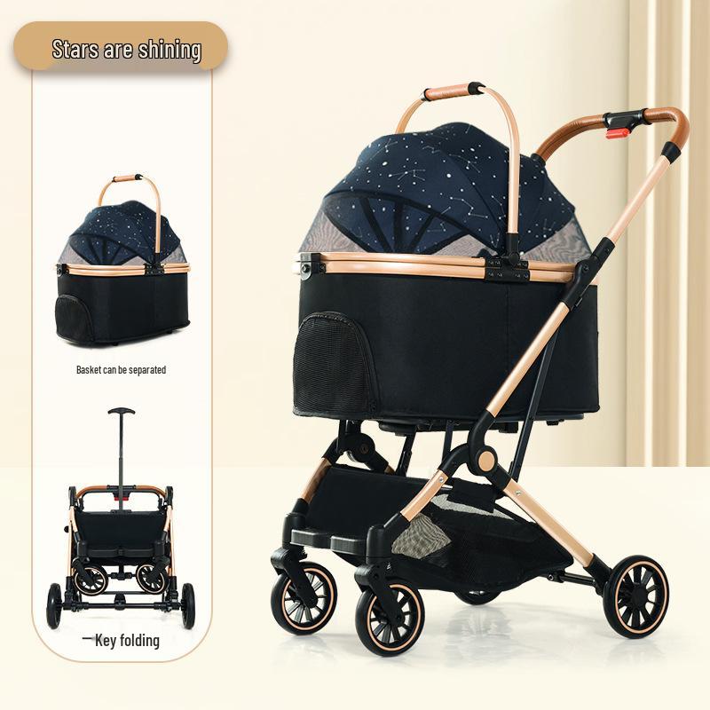 Lightweight Pet Stroller: Foldable, Detachable for Small Dogs & Cats - Ideal for Outdoor Use