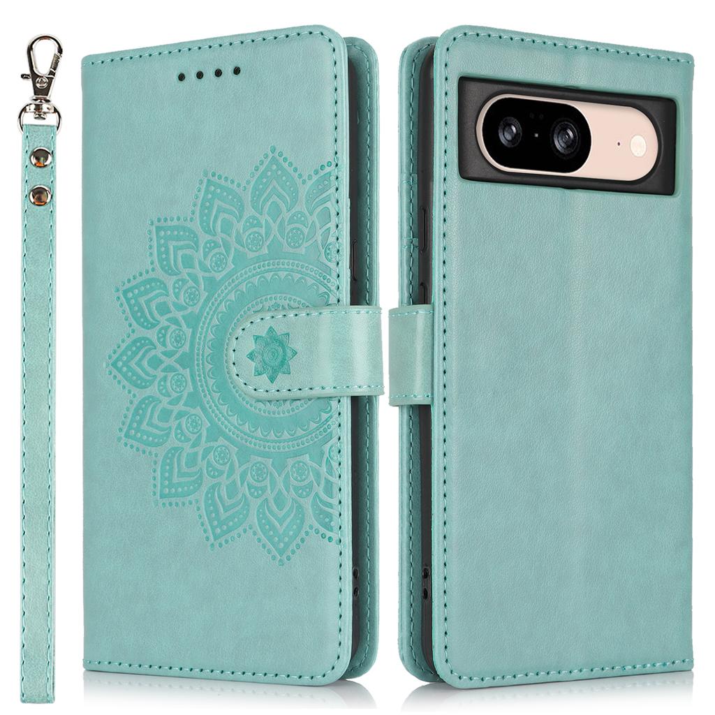 For Google Pixel 8 Case Textured Leather Wallet Phone Cover with Strap