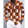 Men's 70s disco party long sleeve shirt with bright geometric circles digital print