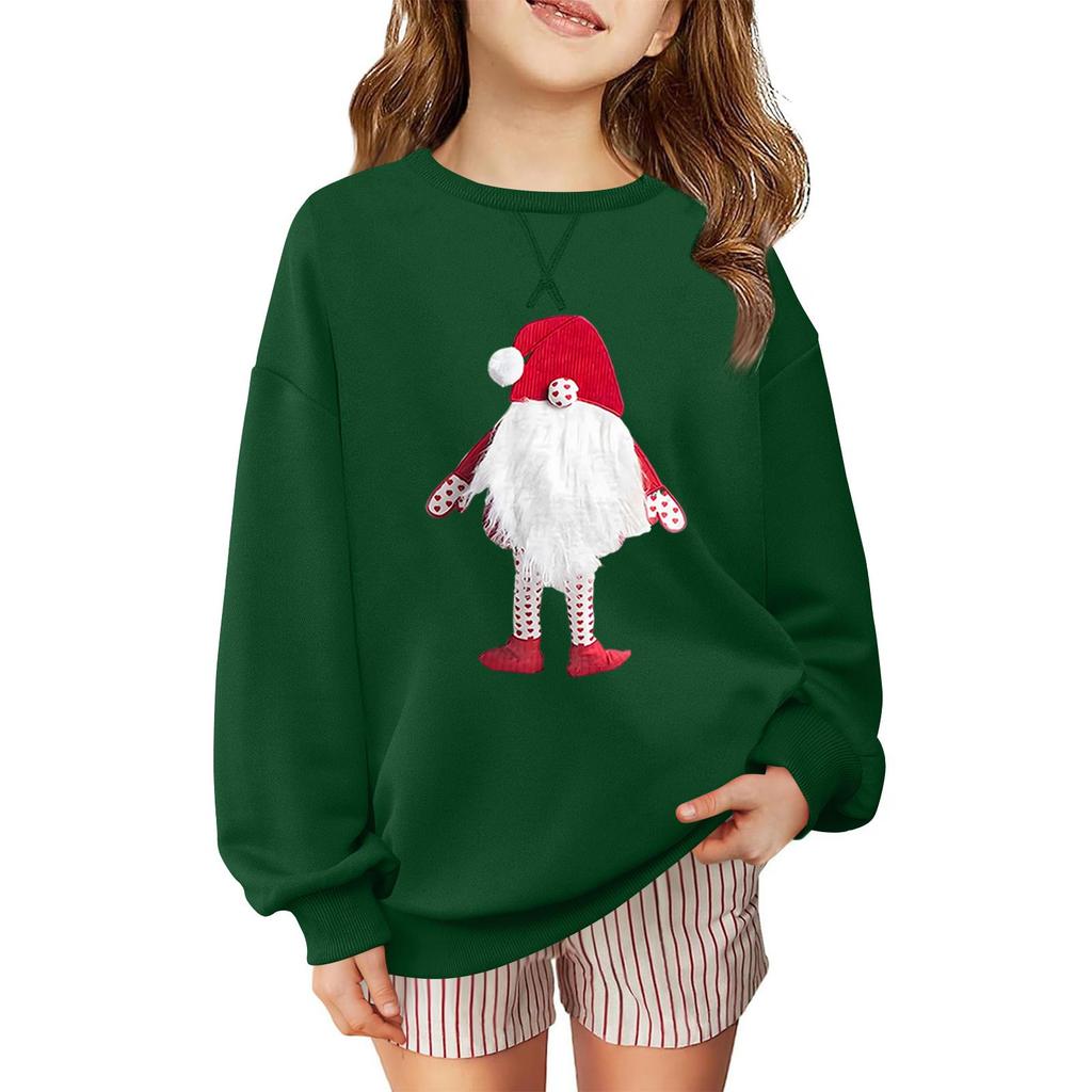 Children's Fashionable Casual Long-sleeved Loose Christmas Print Pullover Sweatshirt