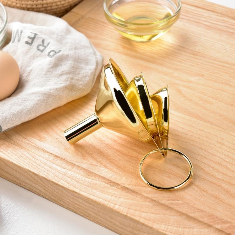 3Pieces Small Mouth Funnels Bar Wine Funnels Stainless Steel Material for Filling Hip Narrow-Mouth Bottles