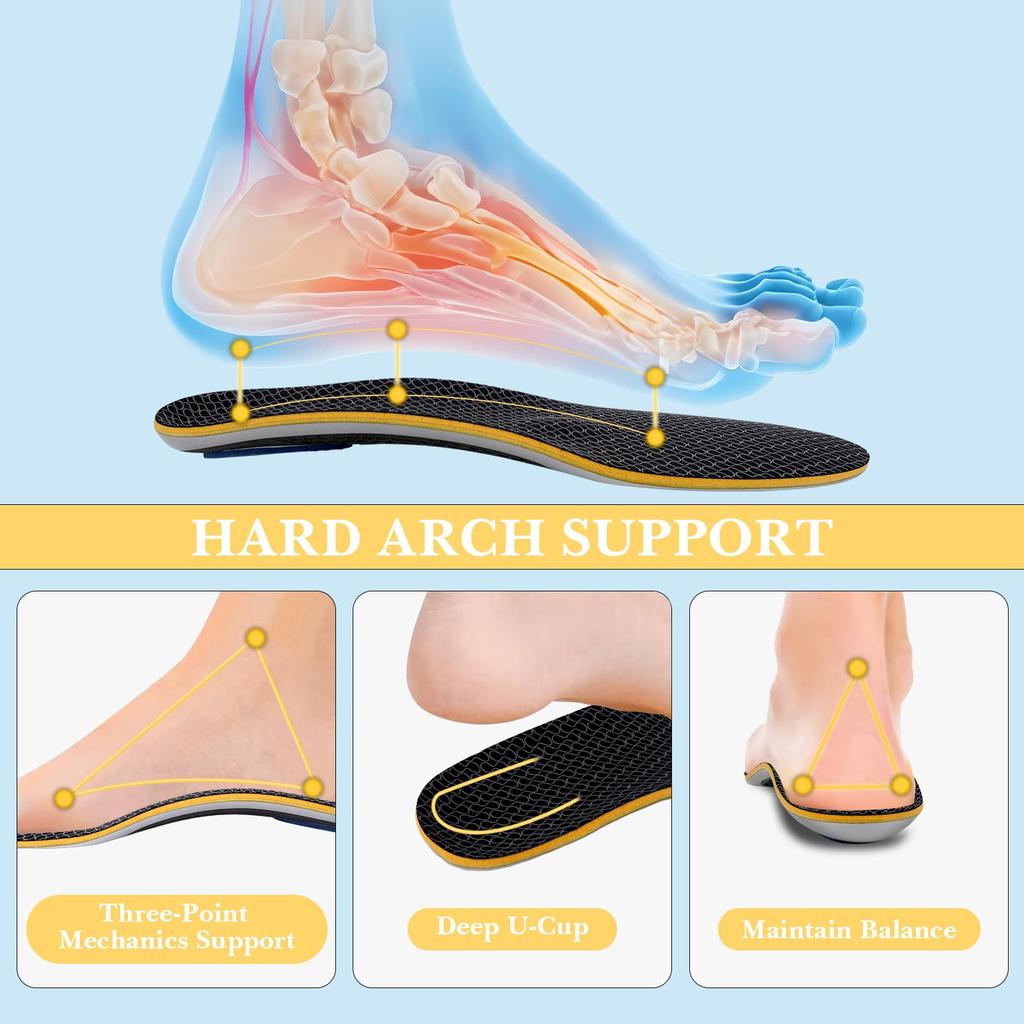 Linkidea Arch Support Shoe 2 Compatible with Salomon 5 PRO and Ride 5 Comfort Fit Replacement Inserts with Shock Absorption for Hiking Insoles, Pairs,