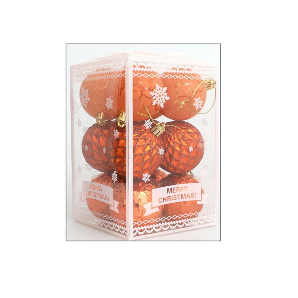 12pcs Creative Christmas Tree Pendant 6/8cm Hanging Ornament Crafts Christmas Ball Set Holiday