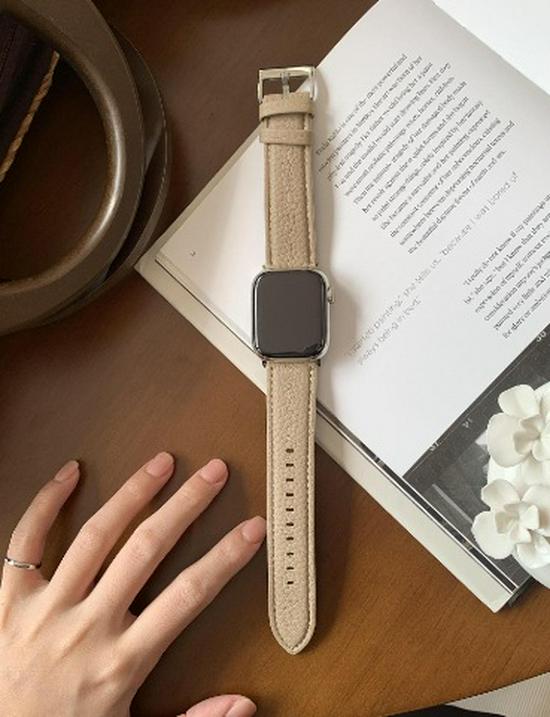 Совместимый ремешок из кожи ягненка Starlight с рисунком личи для Apple Watch Series iWatch 3-9, SE