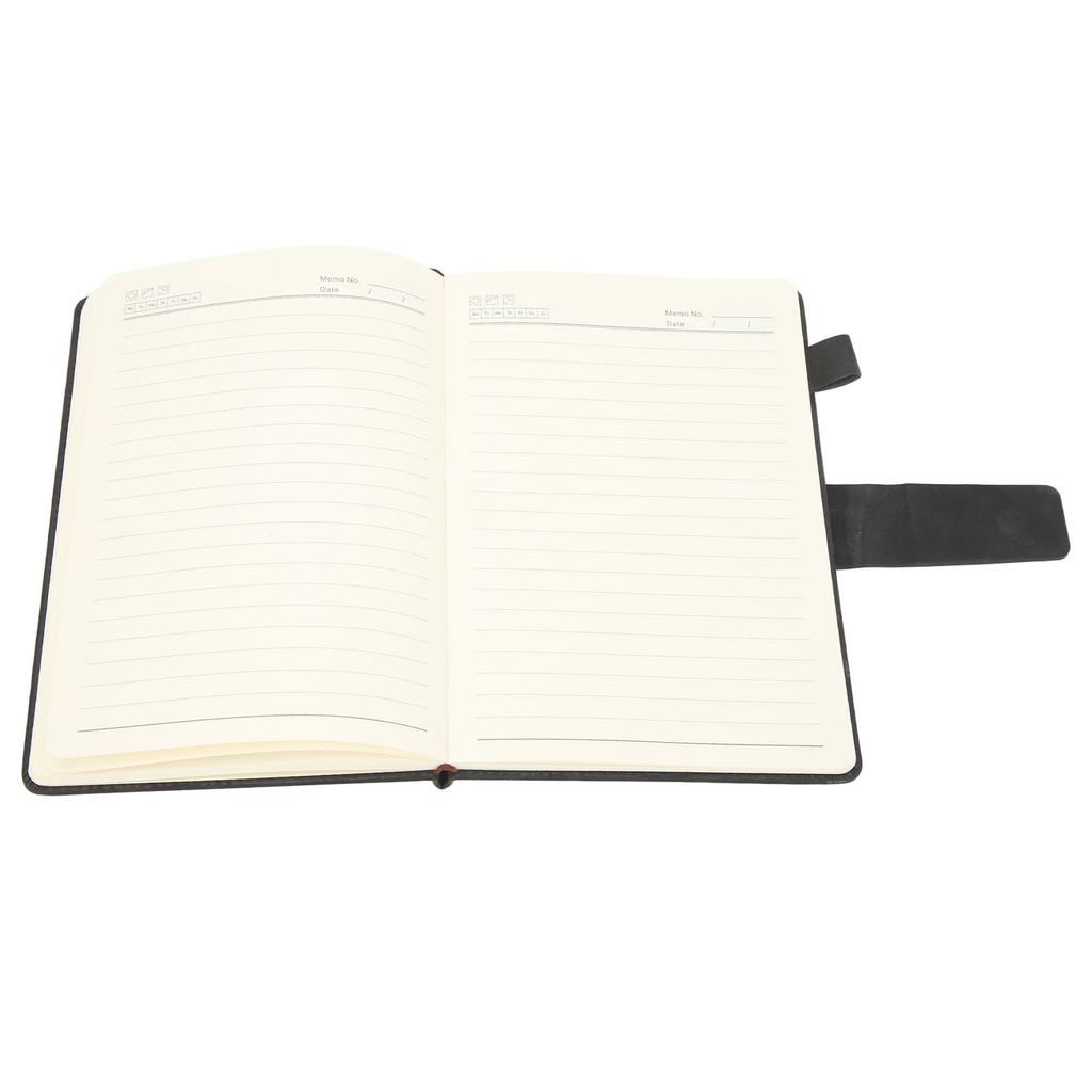 Notebook PU Lther Cover Ribbon Bookmark Ink Proof Thick Paper Ruled Paper Notebook with Pen for Travel