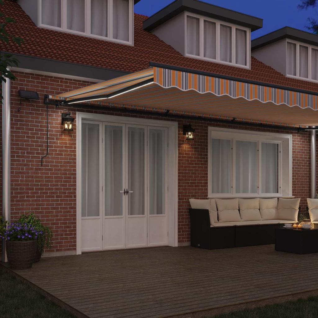 Retractable Awning Multicolor 600 x 300 cm Fabric and Aluminum