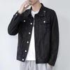 Men's Trendy Black Denim Workwear Jacket - Spring/Autumn Fashion, Loose Fit, Korean Style