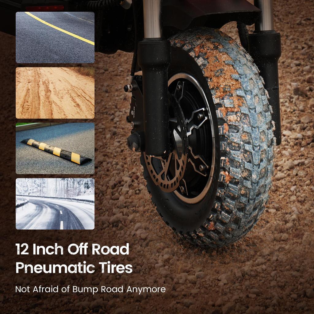 iScooter IX8 12" Off-Road Electric Scooter – 1200W Dual Motor, 48V20Ah, 60KM/H, 70KM Range, Dual Disc Brake, All-Terrain Tires