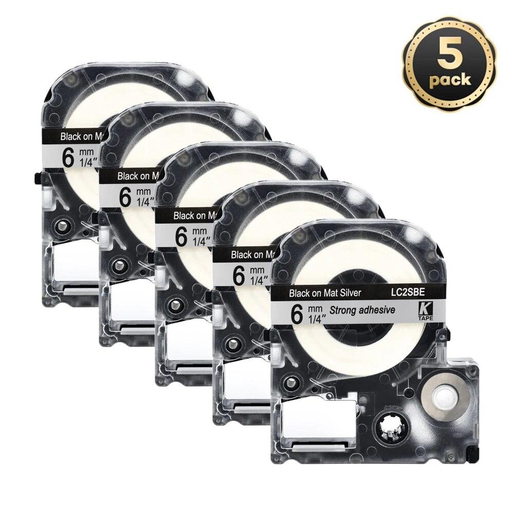 5 упаковок разноцветных этикеток 6 мм, совместимая лента для этикеток Epson SS6KW LC-2WBN9 SC6YW SC6BW SC6RW для принтера Kingjim Epson LW300 LW400