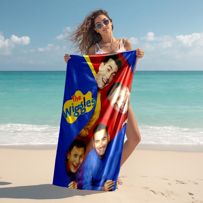 Пляжное полотенце с рисунком The Wiggles - мягкое, впитывающее, быстросохнущее, можно стирать в машине - идеально для плавания, кемпинга, купания