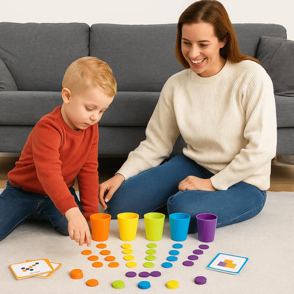 Matching Color Stacked Cups Game Montessori Color Classification Cup Toys  Hand Eye Coordination