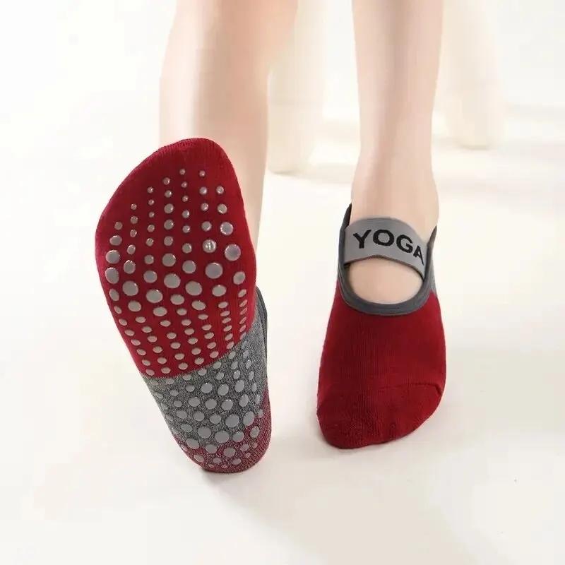 Профессиональные женские противоскользящие носки для йоги, бандажные носки с открытой спиной, носки для пилатеса, женские тапочки для балета, танца, фитнеса, хлопковые спортивные носки