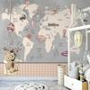 Retro World Map Large Mural Hand Painted Airplane Hot Air Balloon Children Room Boys Room Bedroom Photo Wallpaper Decor