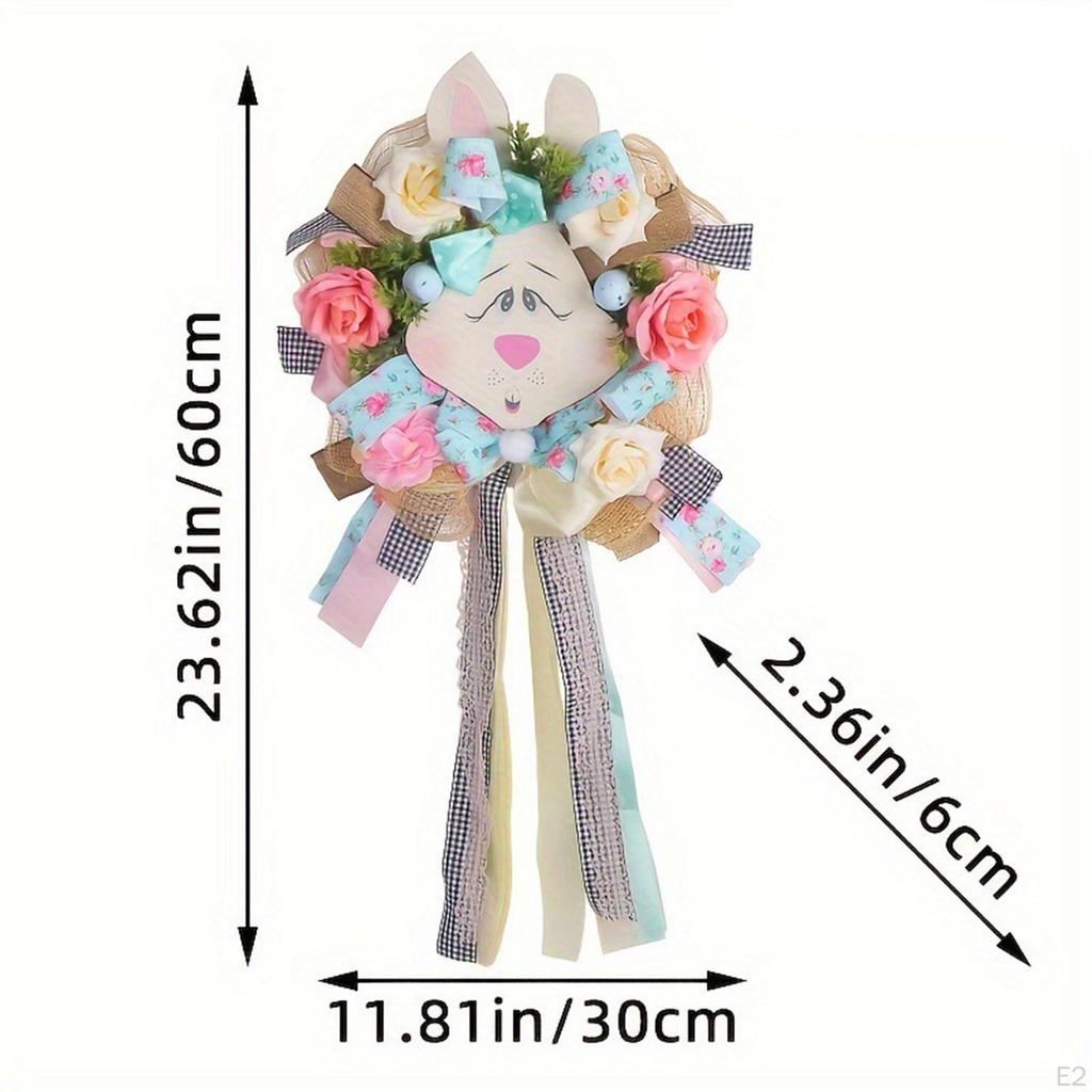 Easter Rabbit Wreath Spring Door Bunny Cute Decoration Artificial Hanging
