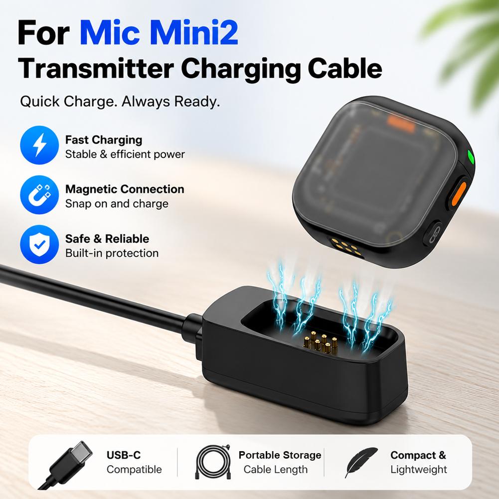 Зарядный кабель для передатчика DJI Mic Mini2, микрофона Mic3, магнитная зарядная база для микрофона, портативная база питания, аксессуары