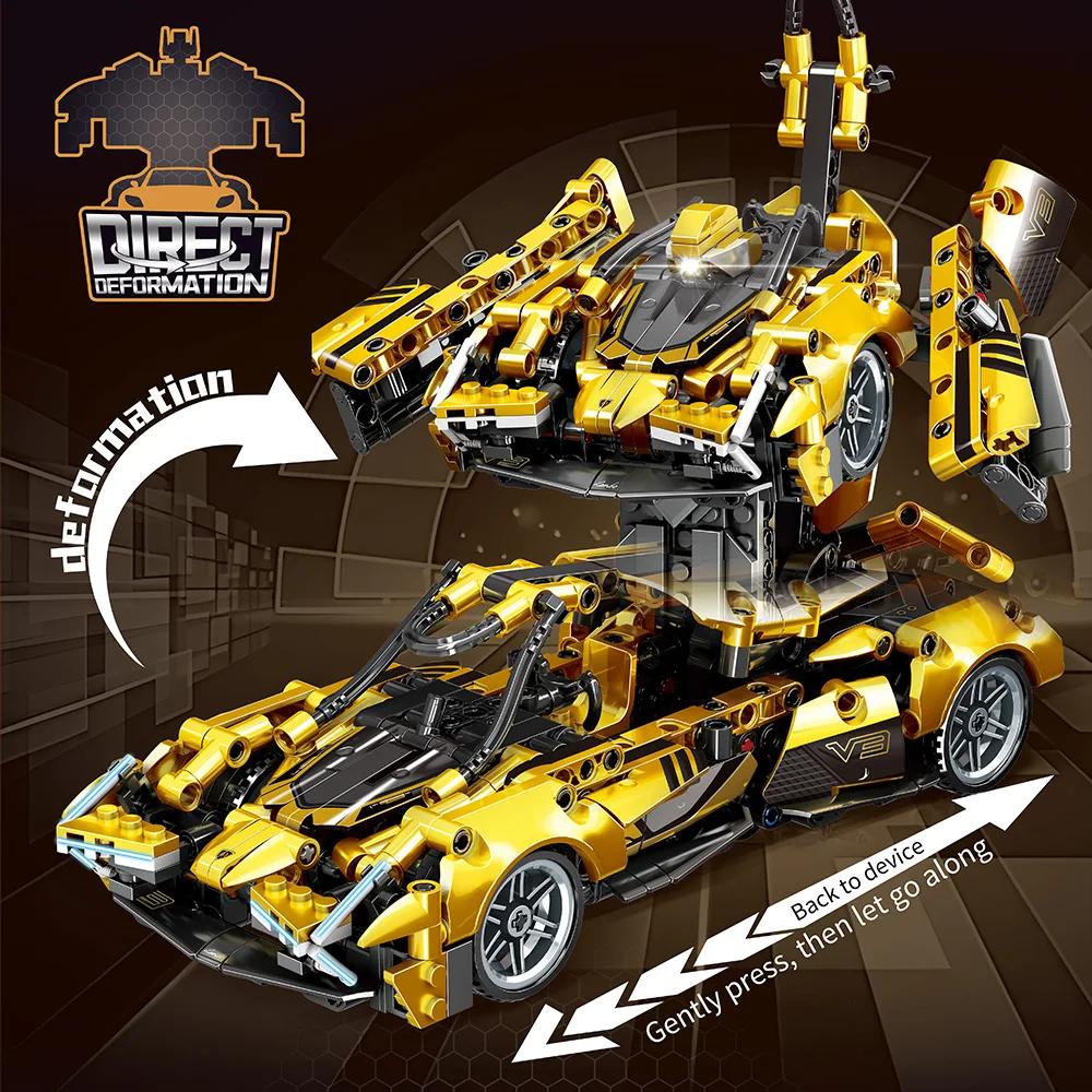Набор для сборки робота-трансформера, набор для сборки суперкара-робота 2 в 1, прямая деформация, устройство для отскока, подарки для мальчиков