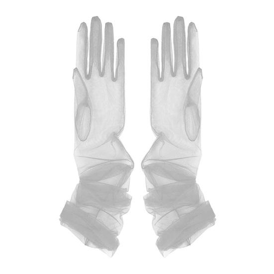 Женские длинные прозрачные перчатки в стиле ретро, эластичные присборенные сетчатые тюлевые перчатки 1920-х годов, танцевальные перчатки для костюма, оперы, вечеринки, свадьбы