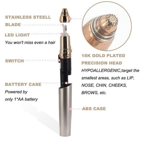 Женский безболезненный электрический триммер для бровей, эпилятор для лица, подбородка, губ, носа, удаления волос