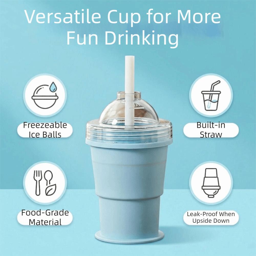 Leak-Proof Ice Cube Water Bottle Easy To Demold Ice Kettle Silicone Collapsible Mug Outdoors
