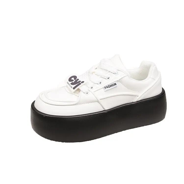 Модные женские кроссовки повседневные увеличивающие рост белые туфли модные на шнуровке удобные дышащие кроссовки платформа femme