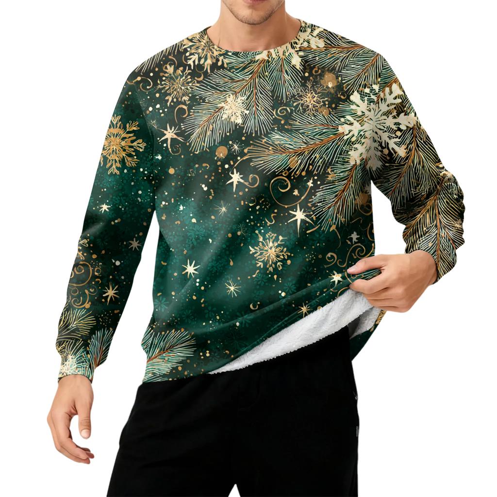 Мужская толстая теплая толстовка с флисовой подкладкой и круглым вырезом