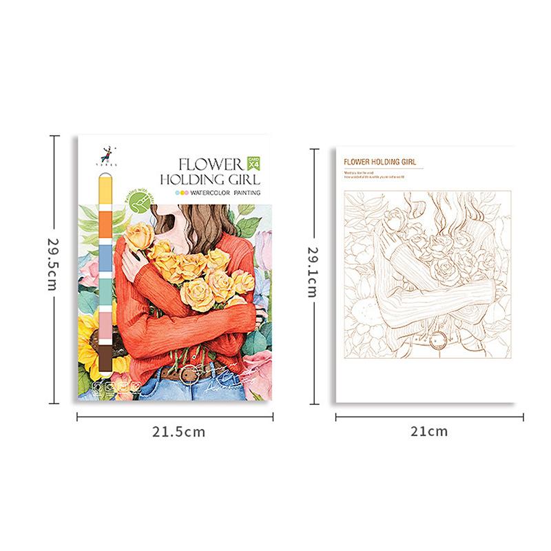 Портативный альбом для акварельной живописи 4 листа Книжка-раскраска с кистью Книга для гуаши Детская книга для рисования граффити Канцелярские товары