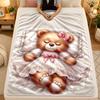 Flannel BlanketBear Warm Soft Throw Blanket for Indoor Sofa Bed Living Room Use