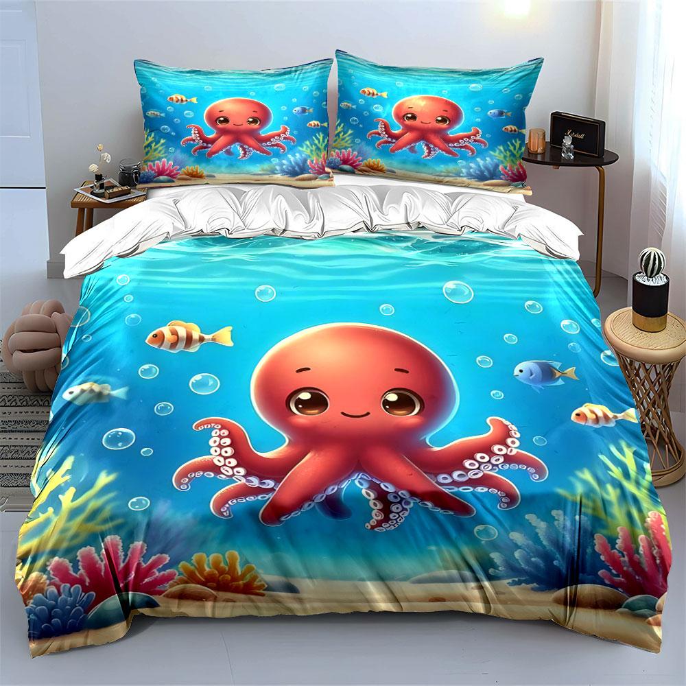 "Cheerful underwater octopus dreams" Bedding sets Duvet covers Pillowcases(1* Duvet Cover 2* Pillowcases without duvet insert)