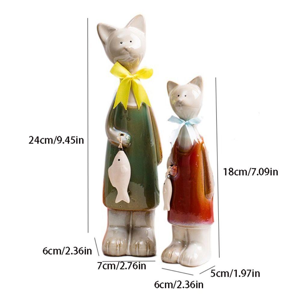 2 шт. Креативные керамические фигурки кошек Современное ремесло Статуи животных Искусство Милые миниатюры Скульптура Реквизит
