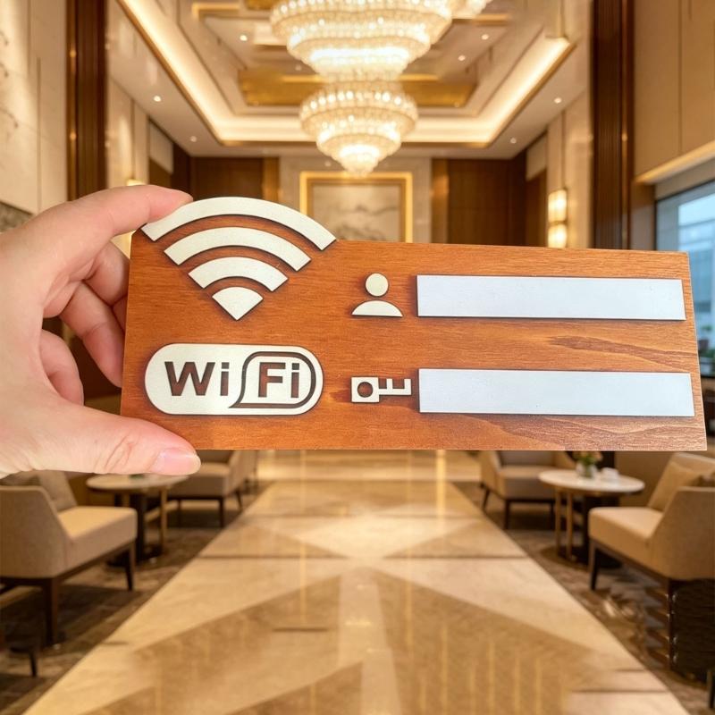 Деревянная табличка «WiFi для гостей» для прихожей дома, Пластина с деревянным покрытием и двумя пустыми строками для посетителей
