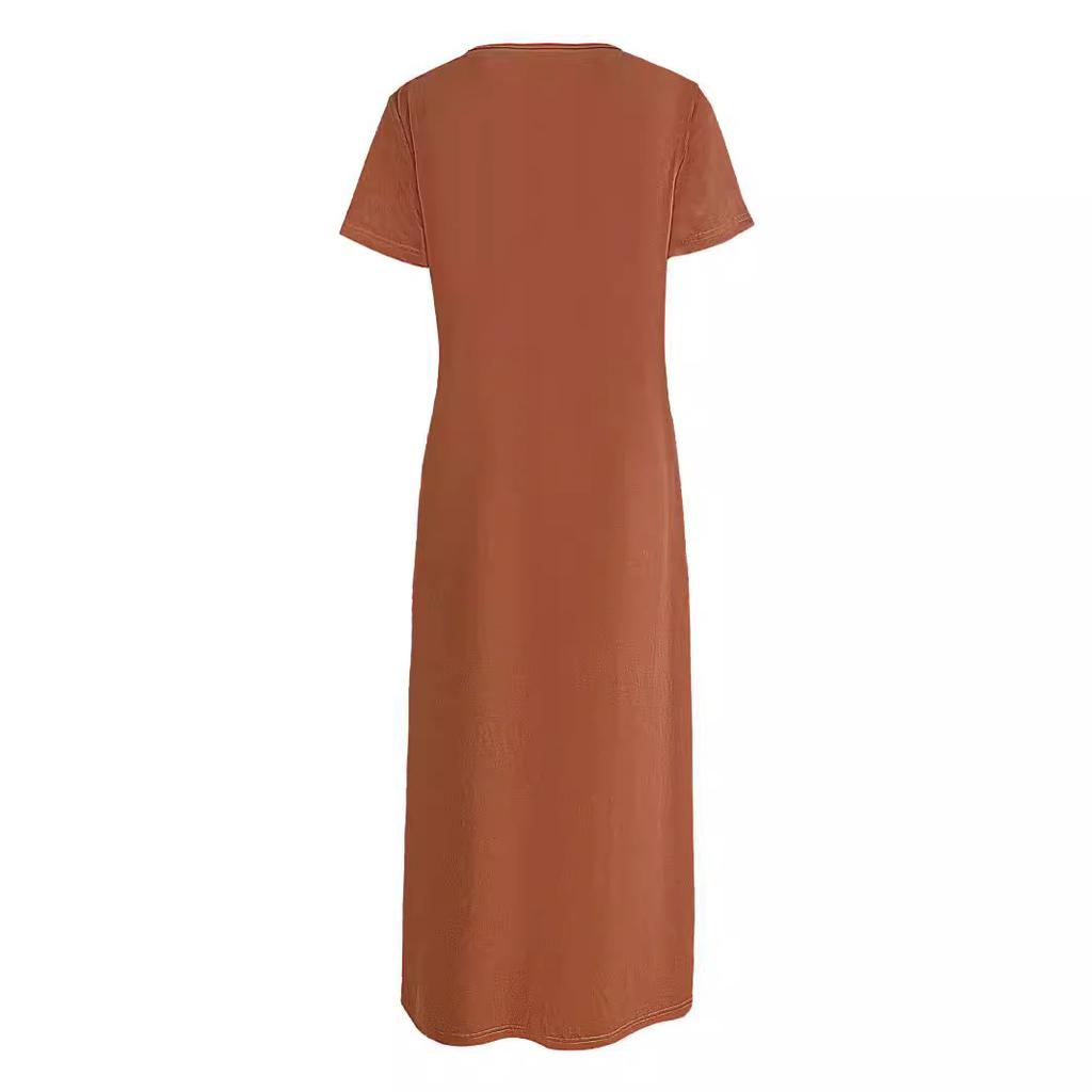 Европейские и американские новые модели, удобная повседневная женская одежда, платье с коротким рукавом, круглым вырезом, ретро-принтом с бычьей головой и буквами