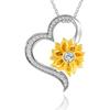 Ожерелье с подвеской в ​​виде подсолнуха для женщин, подвески в форме сердца, модные украшения, подарки для девочек