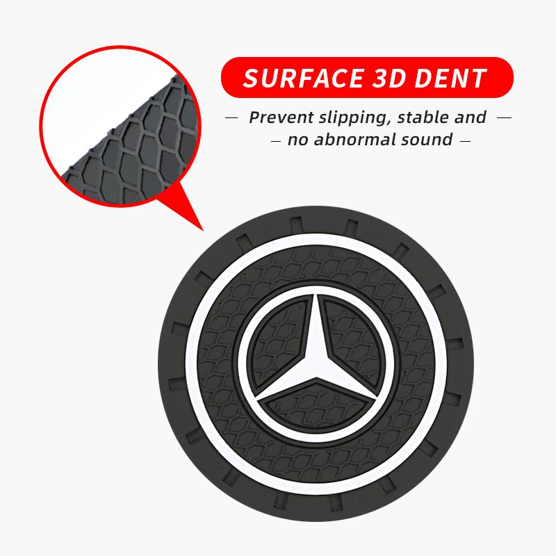 YWP4 2PCS Crystal Decoration Silicone Mat Car Water Cup Groove Anti-slip Pads For Mercedes Benz B/C/E/S ClassA Class C200L GLC GLE