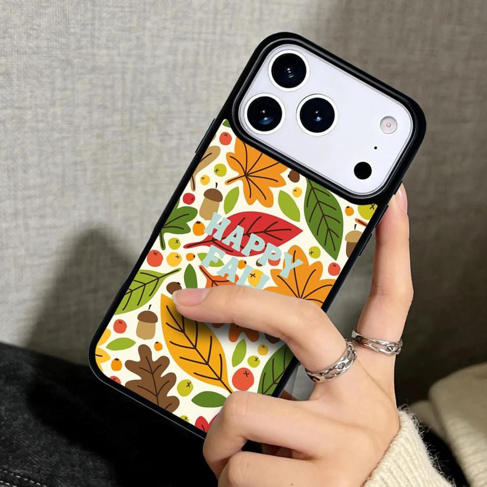 Чехол Case для iPhone 17 Air 16 Pro Max 15 Plus 11 13 Mini 14 12 Задняя крышка телефона Осенние листья