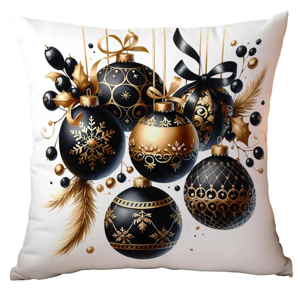 New Christmas Pillowcase High-end Light Luxury Black Gold Color Printing Home Cushion Pillowcase